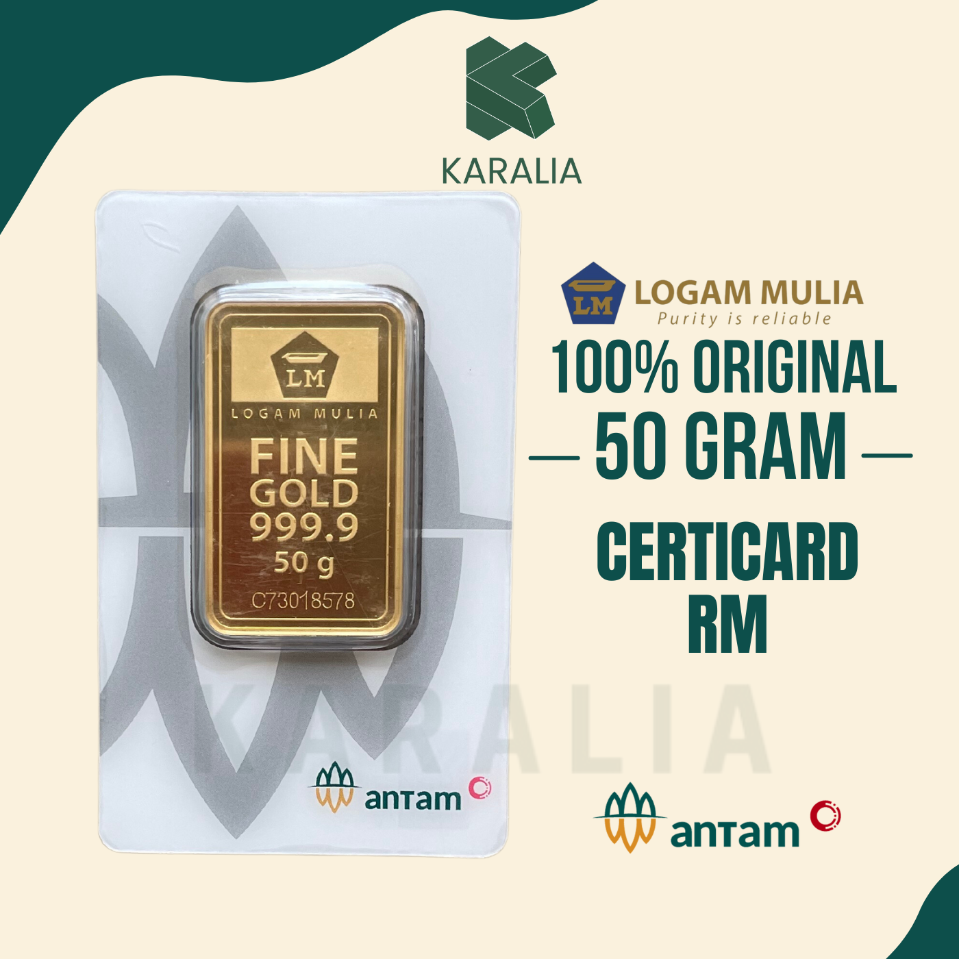 Emas Antam 50 Gram Certicard RM