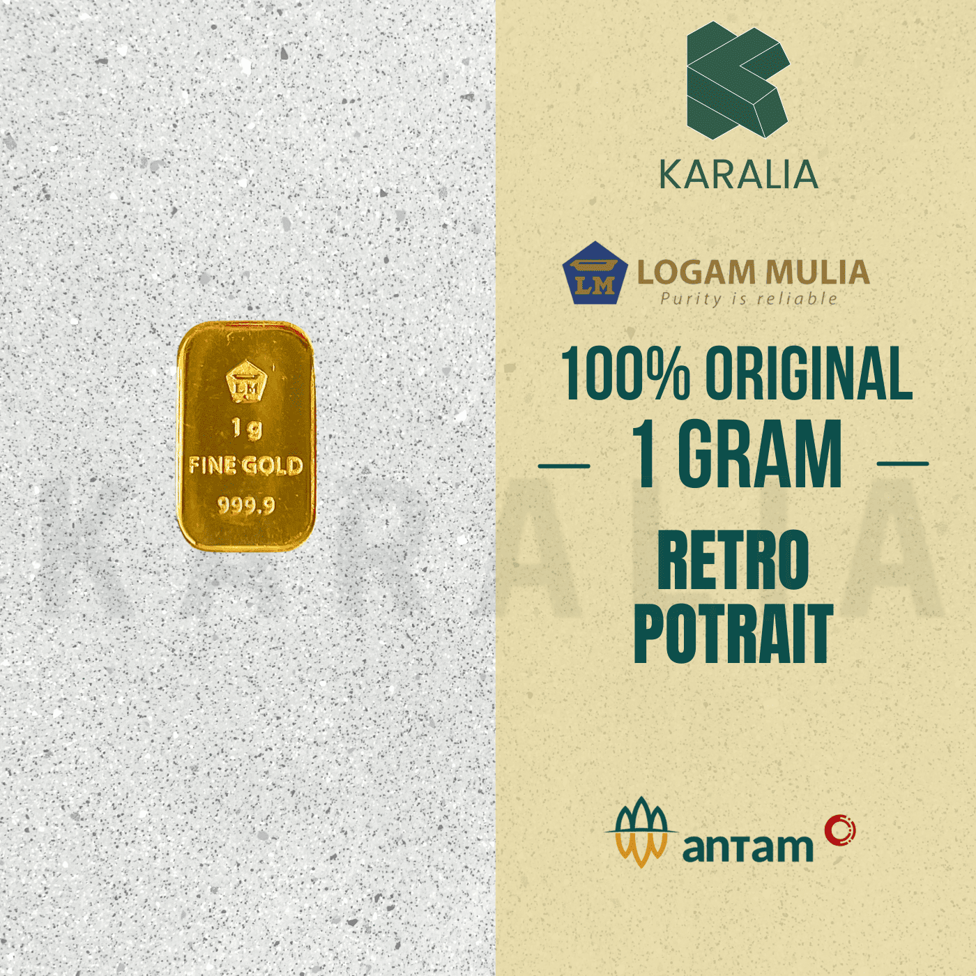 Emas Antam 1 Gram Retro Potrait