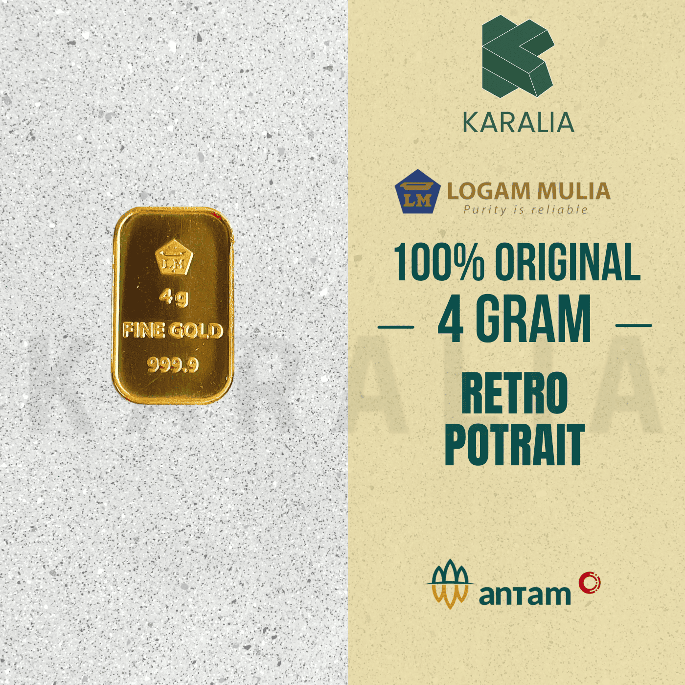Emas Antam 4 Gram Retro Potrait